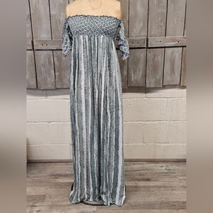 Women's KHUSH‎ Off-Shoulder Maxi Dress Size L Snakeskin And Floral Resort Attire